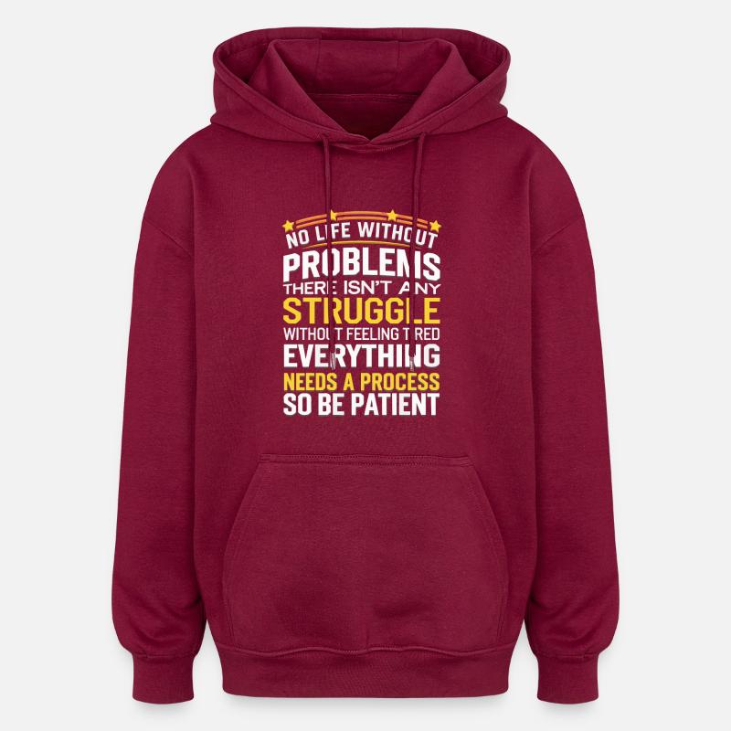 patienter - Sweat à capuche oversize unisexe - bordeaux