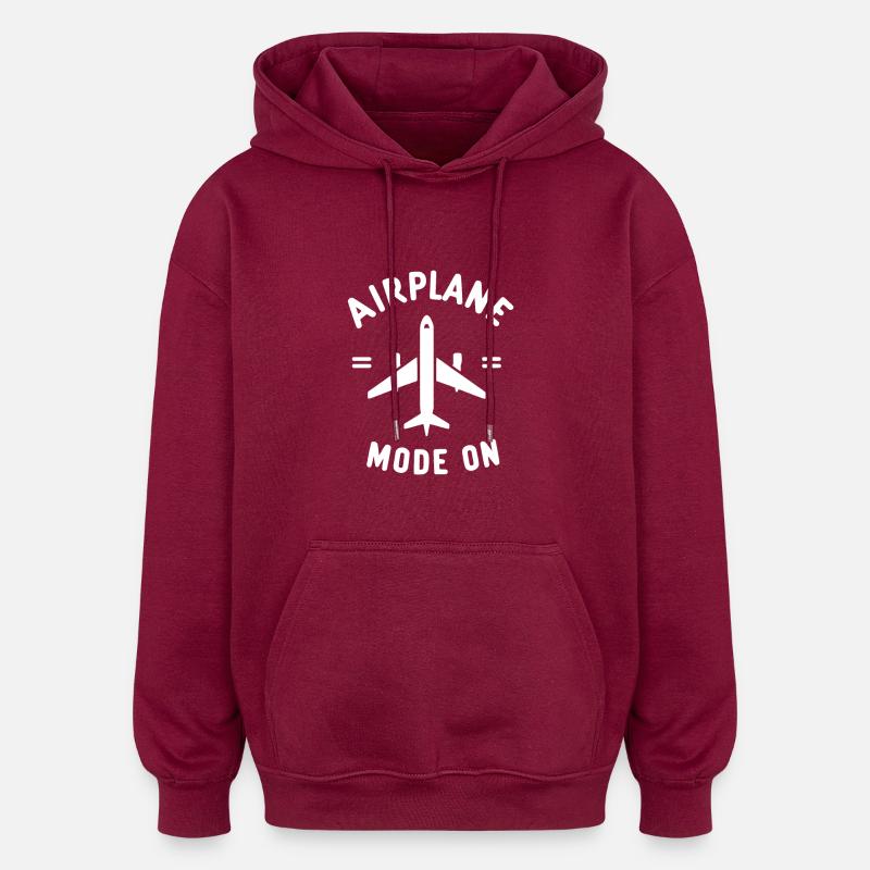 Airplane Mode On - Oversized Unisex Hoodie - burgundy