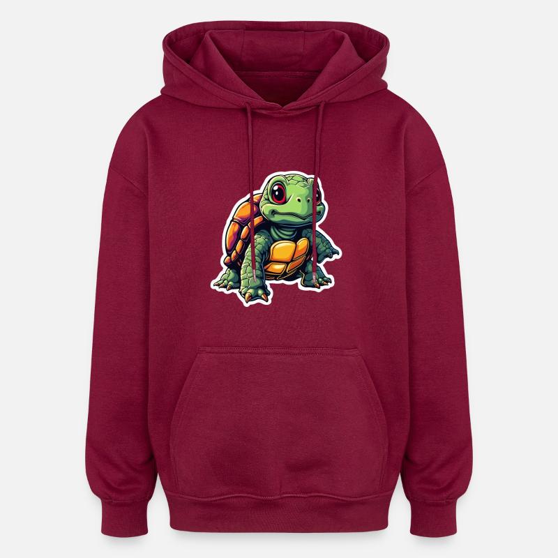 TURTLE - Oversized Unisex Hoodie - burgundy