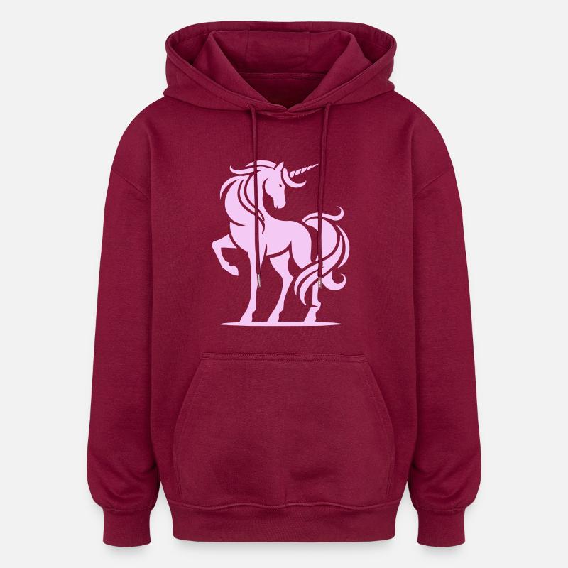einhorn - Oversized Unisex Hoodie - Burgunderrot