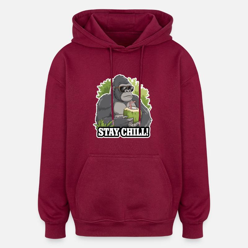 RESTEZ COOL - Sweat à capuche oversize unisexe - bordeaux