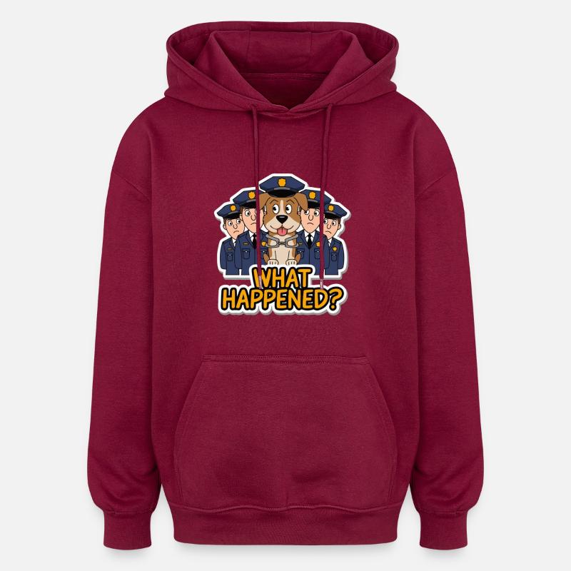 CHIENS ENTOURÉS - Sweat à capuche oversize unisexe - bordeaux