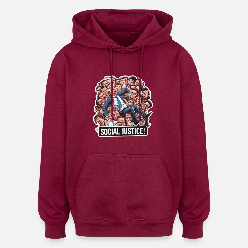 JUSTICE SOCIALE - Sweat à capuche oversize unisexe - bordeaux