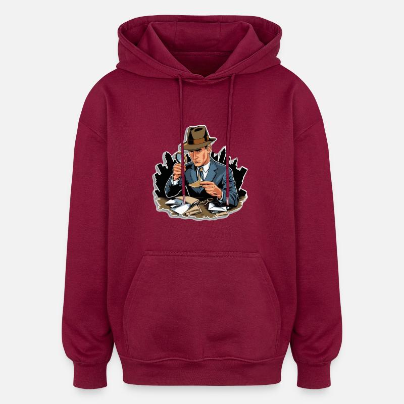 DÉTECTIVES EN ACTION - Sweat à capuche oversize unisexe - bordeaux
