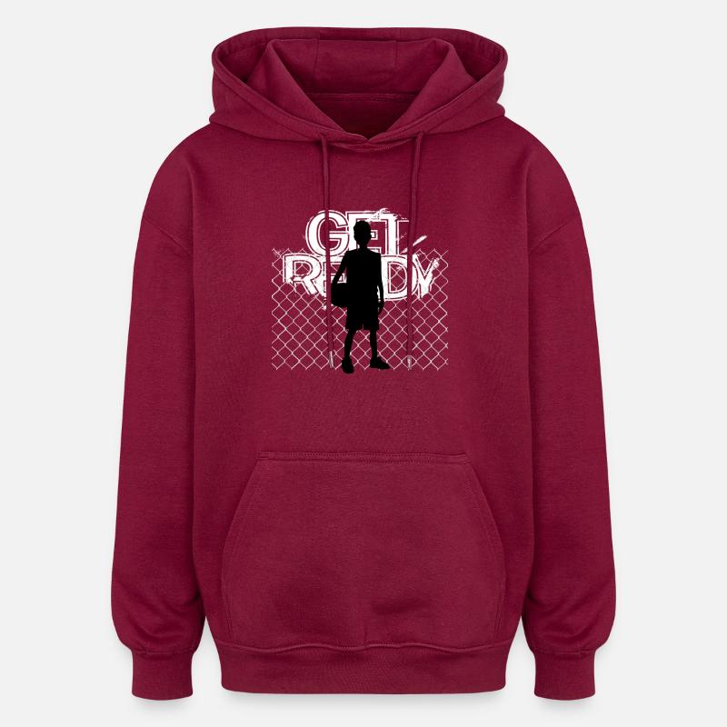 Préparez-vous Basketball Silhouette Design - Sweat à capuche oversize unisexe - bordeaux