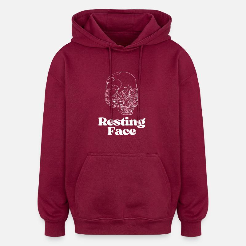 Resting Face - Oversized Unisex Hoodie - burgundy