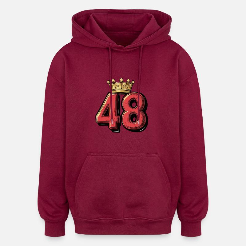 48 Number Crown - Oversized Unisex Hoodie - burgundy