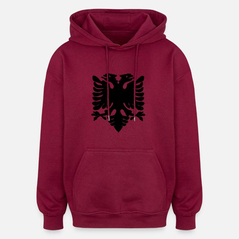 Panneau drapeau de l’Albanie - Sweat à capuche oversize unisexe - bordeaux