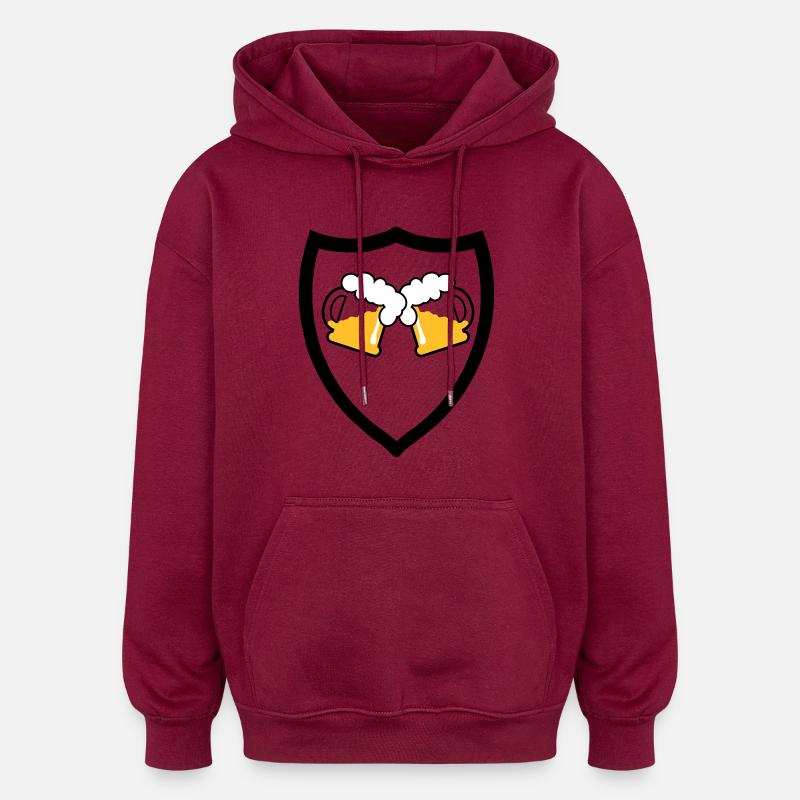 Beer Emblem 3c - Oversized Unisex Hoodie - burgundy