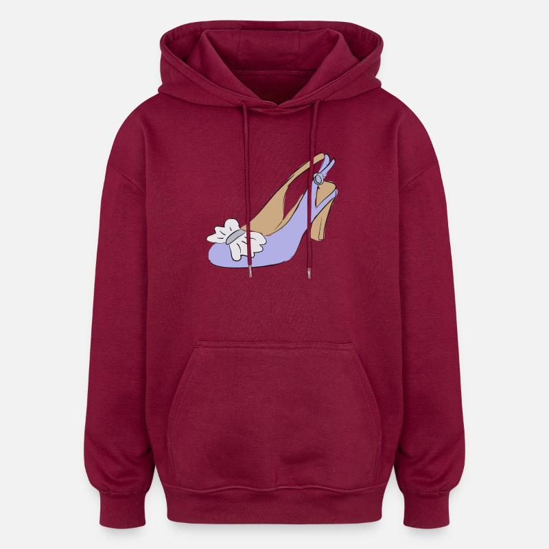 Damenschuh Schuh Mode - Oversized Unisex Hoodie - Burgunderrot