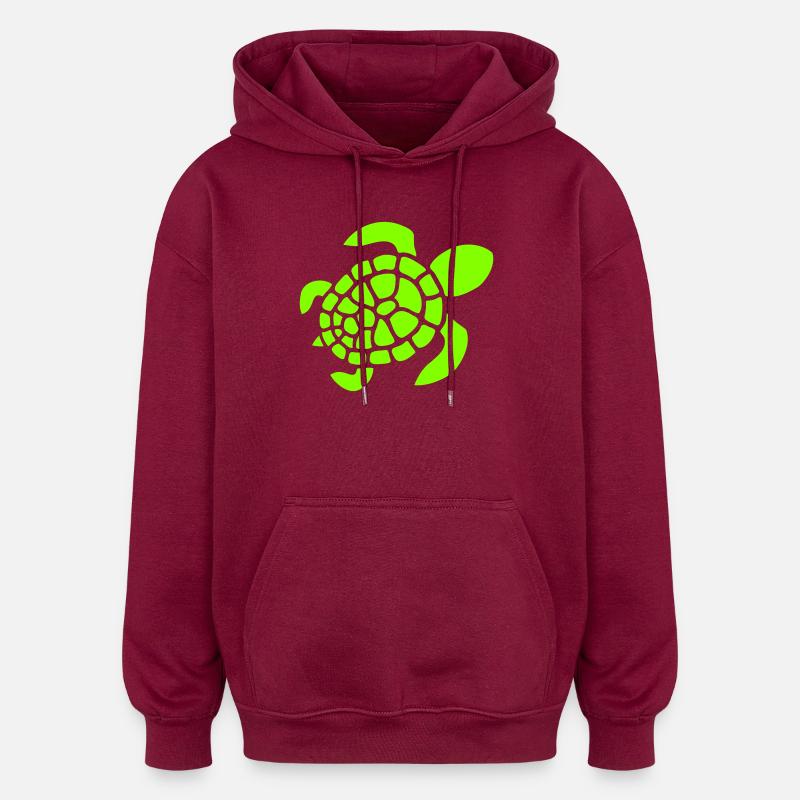 Turtle Logo Turtle Shell Pattern Icon - Oversized Unisex Hoodie - burgundy