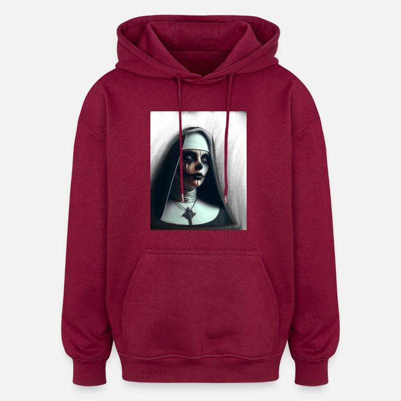 Nonne démoniaque dans le brouillard - Sweat à capuche oversize unisexe - bordeaux
