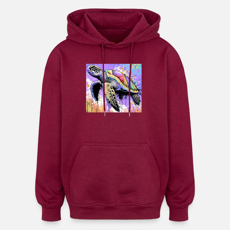 tortue - Sweat à capuche oversize unisexe - bordeaux