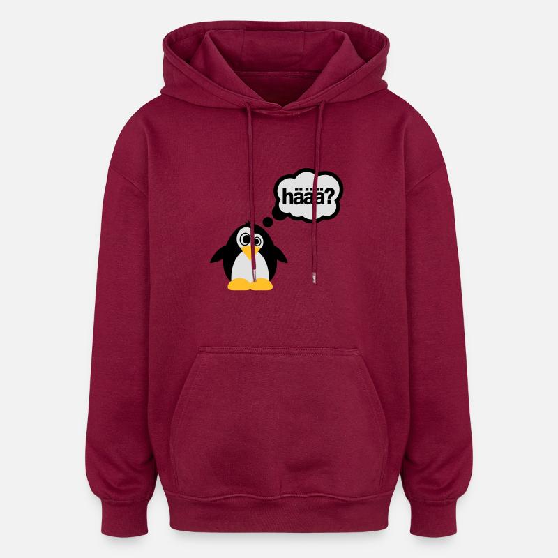 Penguins - häää? - Oversized Unisex Hoodie - burgundy