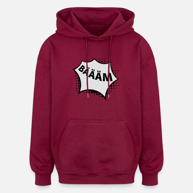 Bäääm b / w - Sweat à capuche oversize unisexe - bordeaux