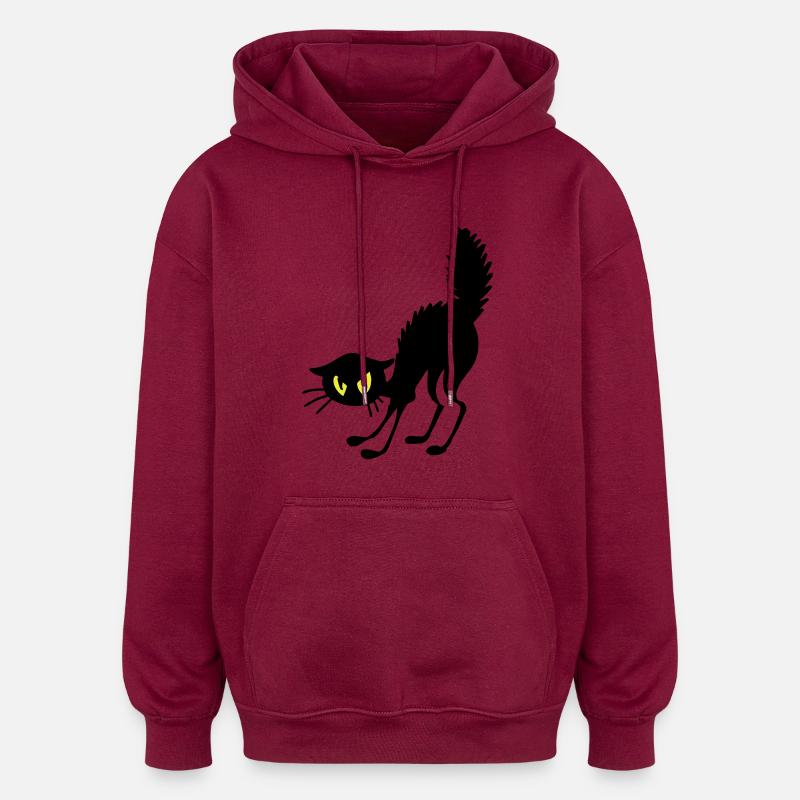 Chat énervé - Sweat à capuche oversize unisexe - bordeaux