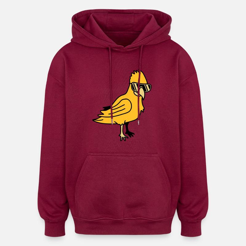 Cool Parrot Bird - Oversized Unisex Hoodie - burgundy