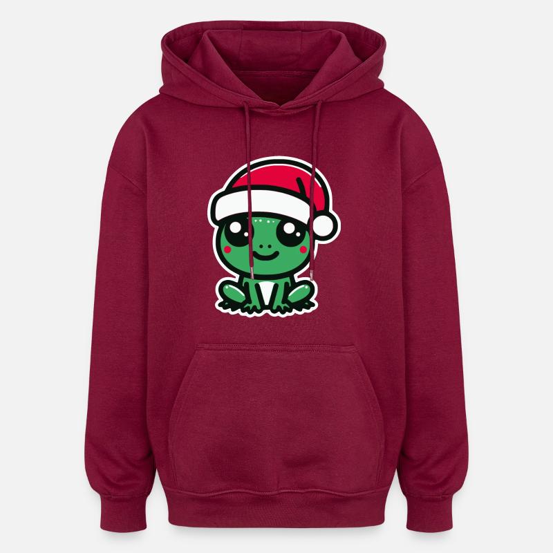 Grenouille de Noël - Sweat à capuche oversize unisexe - bordeaux