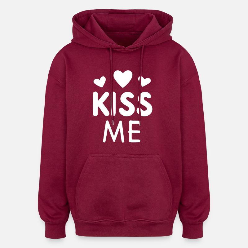 Embrasse-moi - Sweat à capuche oversize unisexe - bordeaux