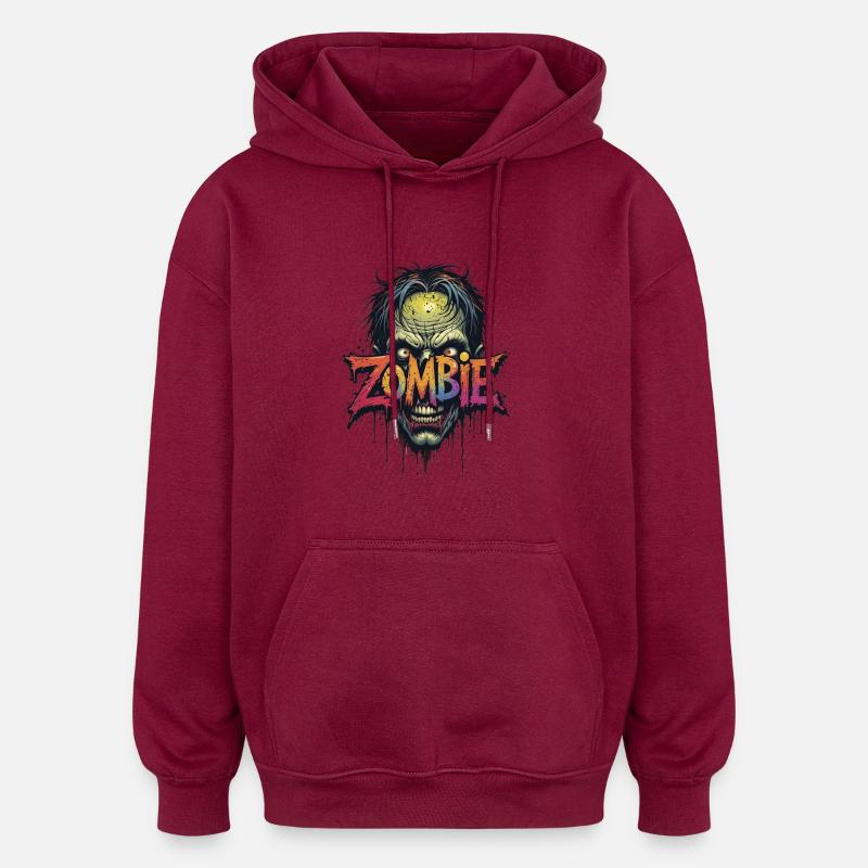 Tête de zombie - Sweat à capuche oversize unisexe - bordeaux
