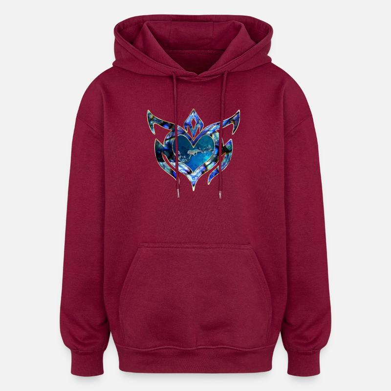 Design floral élégant - Sweat à capuche oversize unisexe - bordeaux