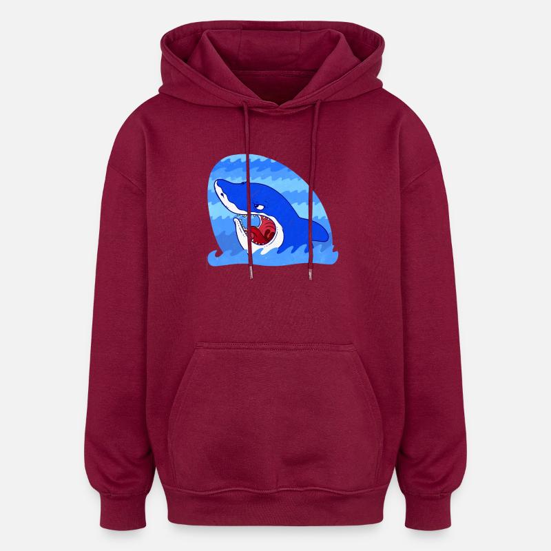 Requin sinistre - Sweat à capuche oversize unisexe - bordeaux