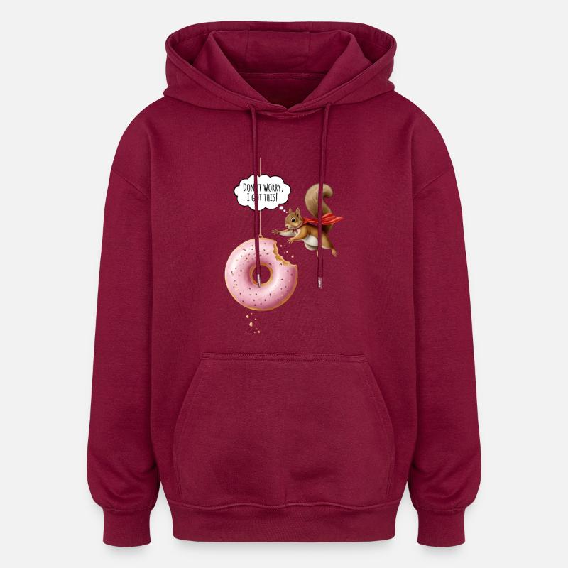 Écureuils mignons avec beignet - Sweat à capuche oversize unisexe - bordeaux