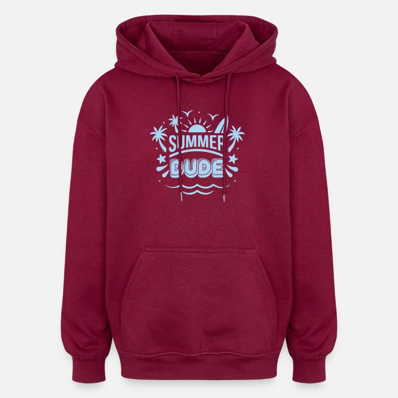 Summer Dude Surf Logo - Sweat à capuche oversize unisexe - bordeaux