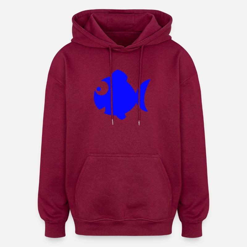 Poisson - Sweat à capuche oversize unisexe - bordeaux