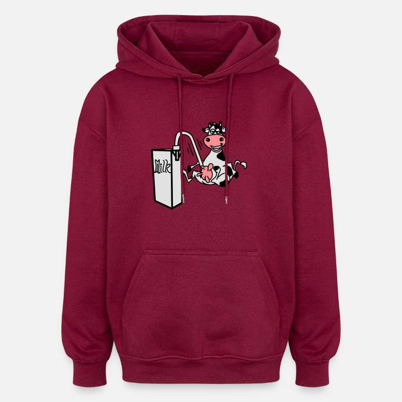 milkcow - Sweat à capuche oversize unisexe - bordeaux