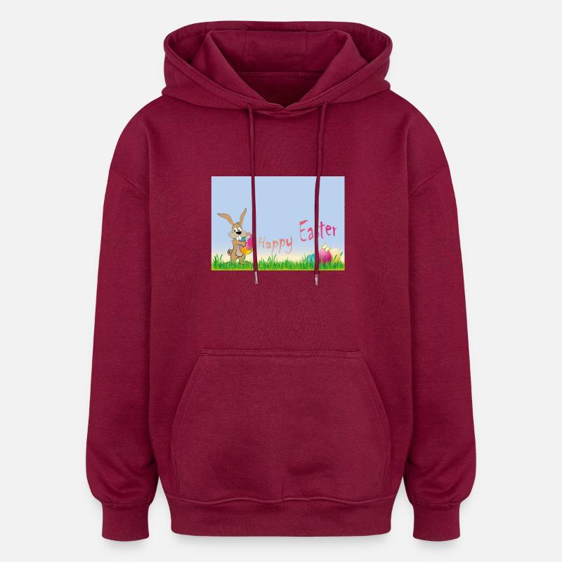 Joyeuses Pâques - Sweat à capuche oversize unisexe - bordeaux