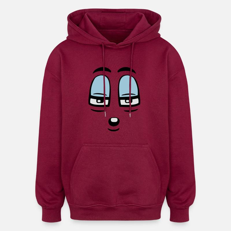 Skeptical Comic Face Judgmental Gaze - Oversized Unisex Hoodie - burgundy