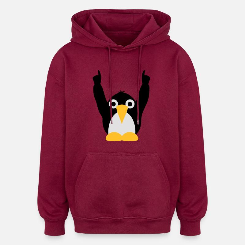 Party Pingu - Oversized Unisex Hoodie - Burgunderrot