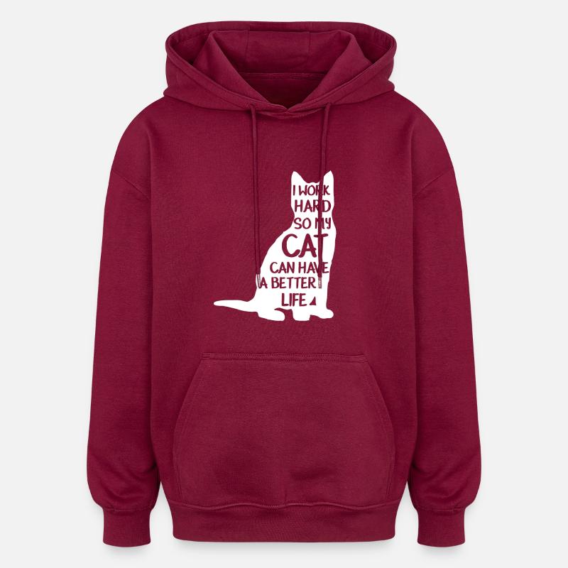 chat avec exigeant - Sweat à capuche oversize unisexe - bordeaux
