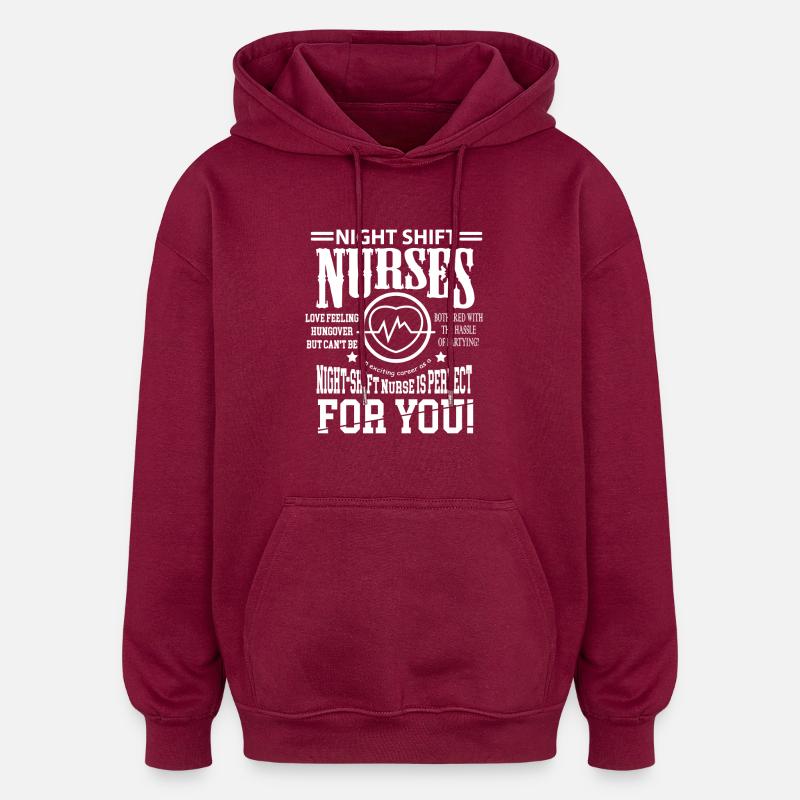Nuit infirmière infirmiere cadeau - Sweat à capuche oversize unisexe - bordeaux