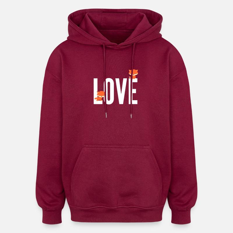 Fuchs Love Fox - Oversized Unisex Hoodie - burgundy