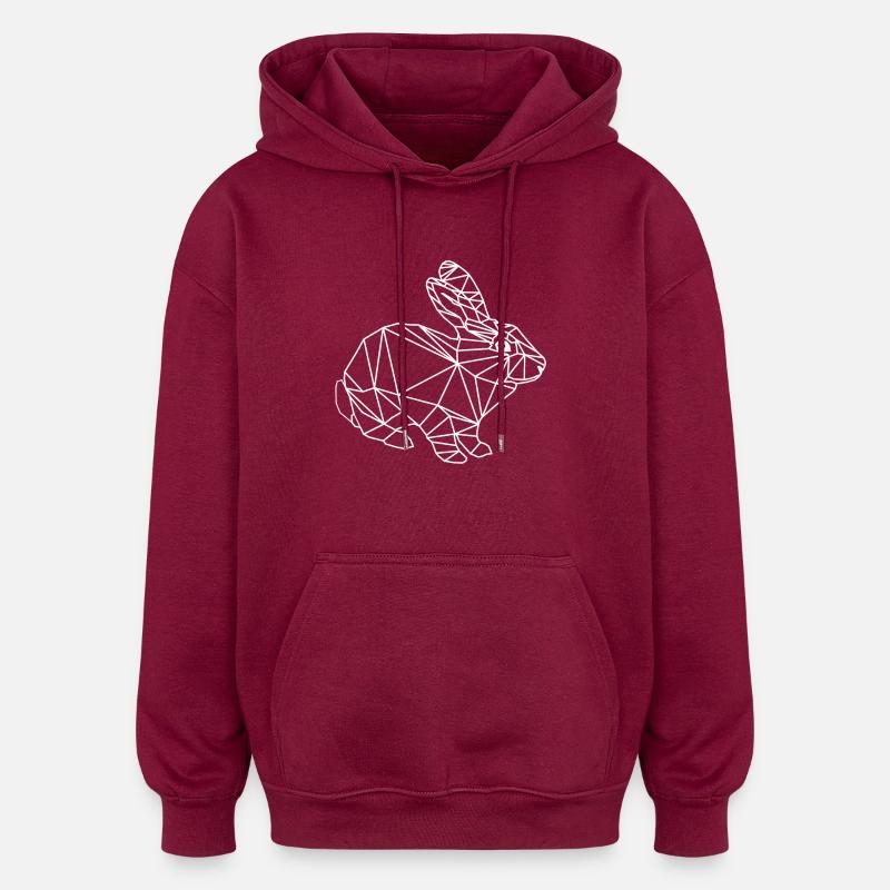 low poly bunny - Oversized Unisex Hoodie - burgundy