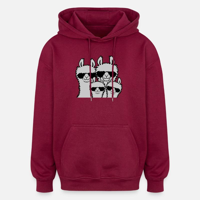 Lama Famille Parents Enfant - Sweat à capuche oversize unisexe - bordeaux