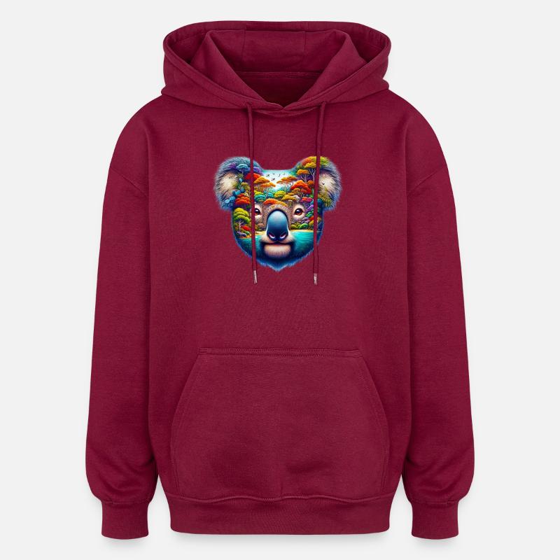 Koala - Sweat à capuche oversize unisexe - bordeaux