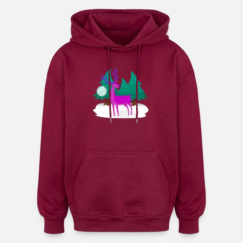 Cerfs de Noël - Sweat à capuche oversize unisexe - bordeaux