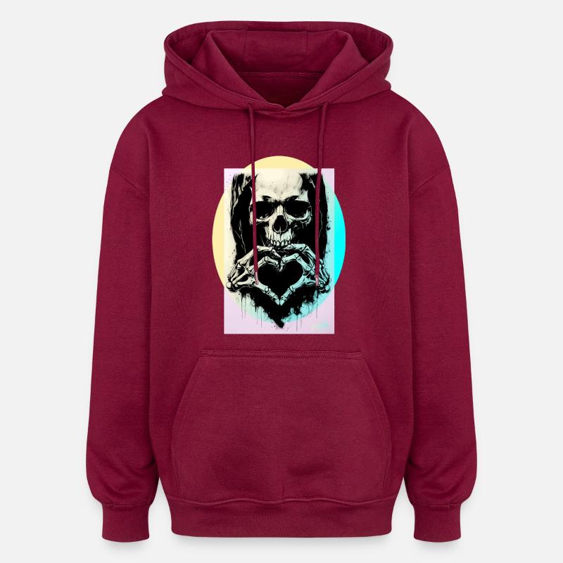 Le Cœur de la Mort ☠ - Sweat à capuche oversize unisexe - bordeaux