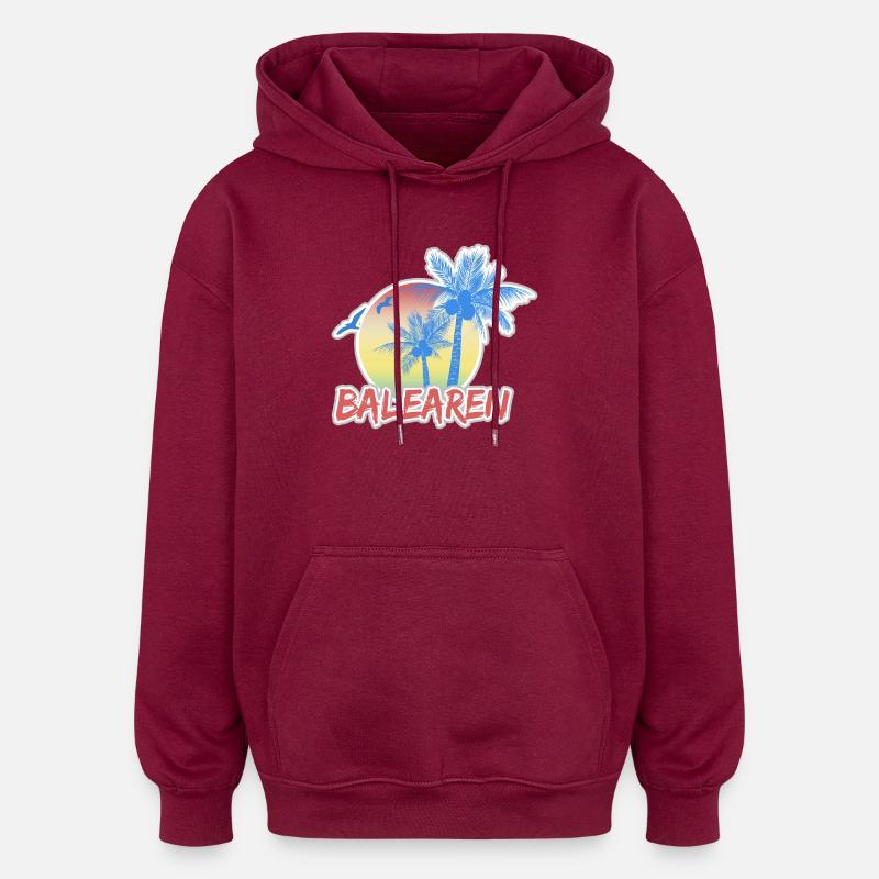 Vacances Îles Baléares - Sweat à capuche oversize unisexe - bordeaux