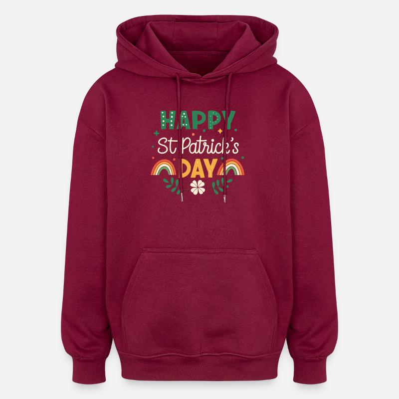 Joyeux Saint Patrick Arc-en-Ciel - Sweat à capuche oversize unisexe - bordeaux