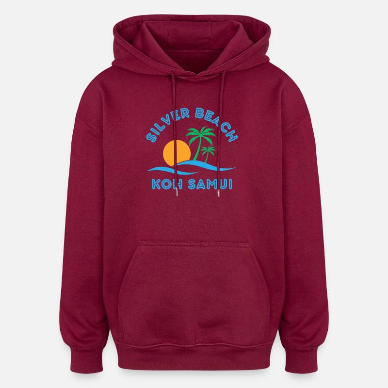 Silver Beach Koh Samui Sonnenuntergang - Oversized Unisex Hoodie - Burgunderrot