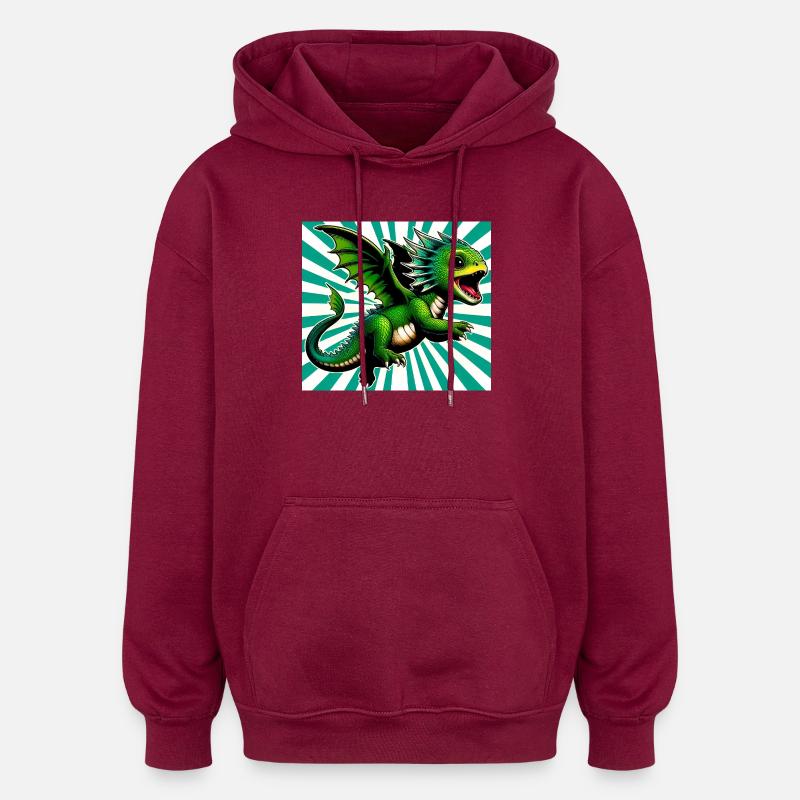 Drache - Oversized Unisex Hoodie - Burgunderrot