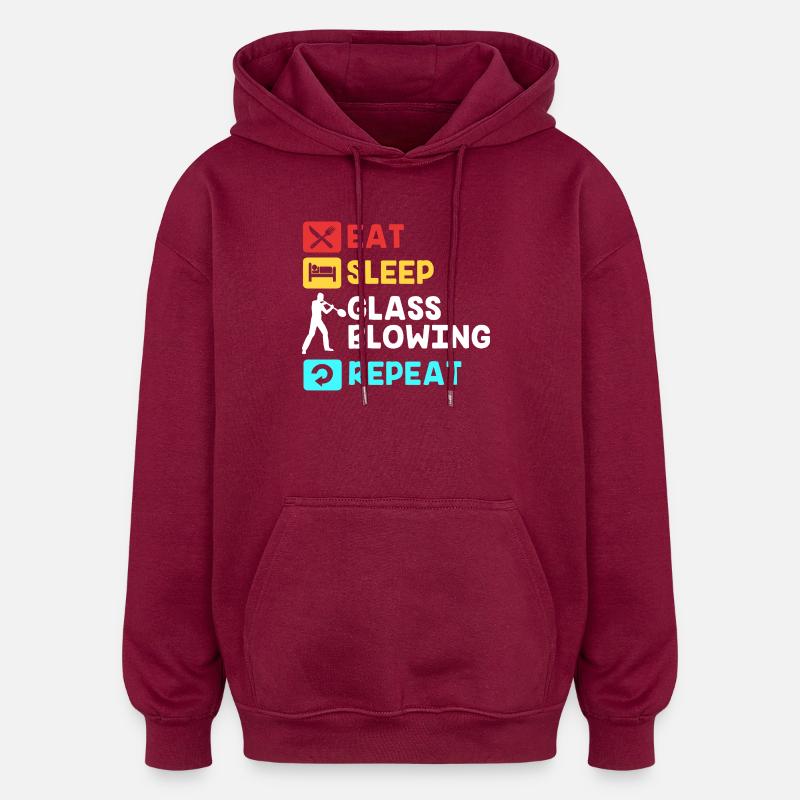 Verre soufflé - Sweat à capuche oversize unisexe - bordeaux