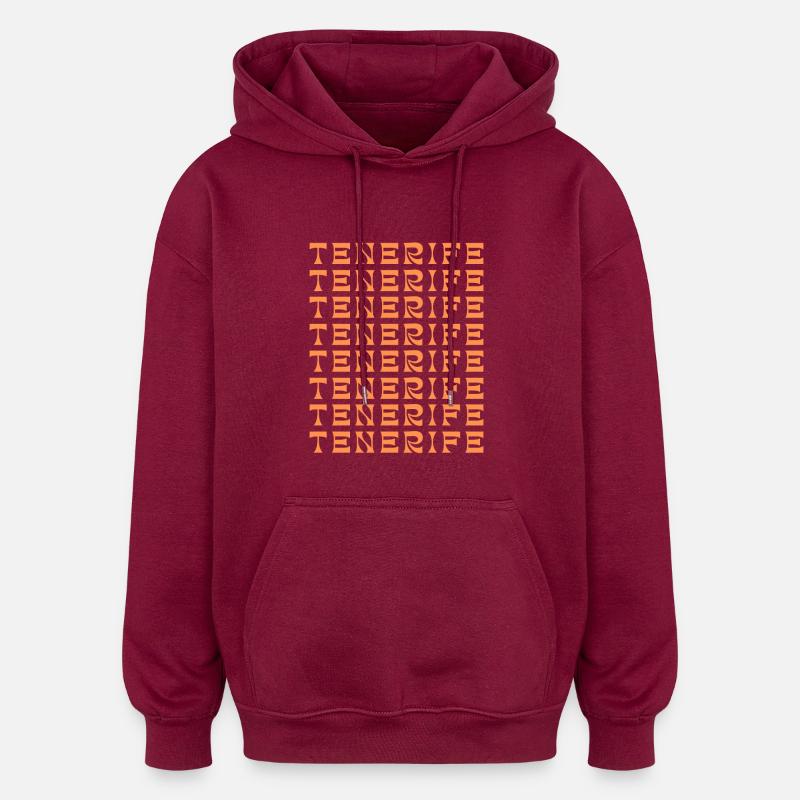Tenerife Grid Pattern - Oversized Unisex Hoodie - burgundy