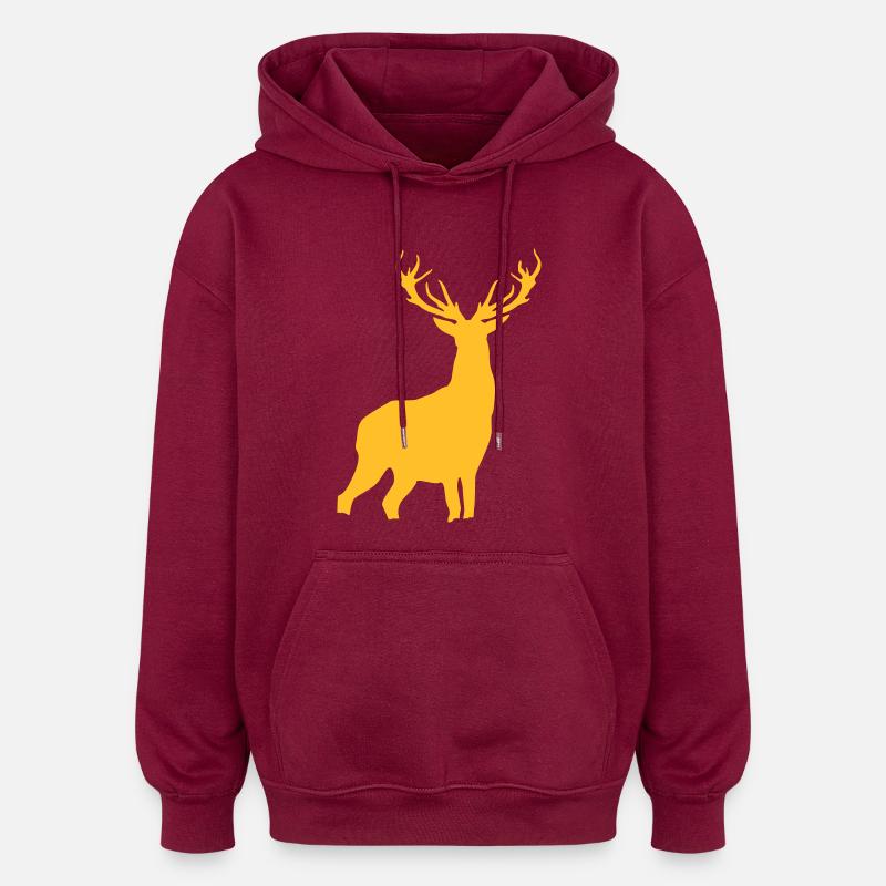 Cerf - Sweat à capuche oversize unisexe - bordeaux