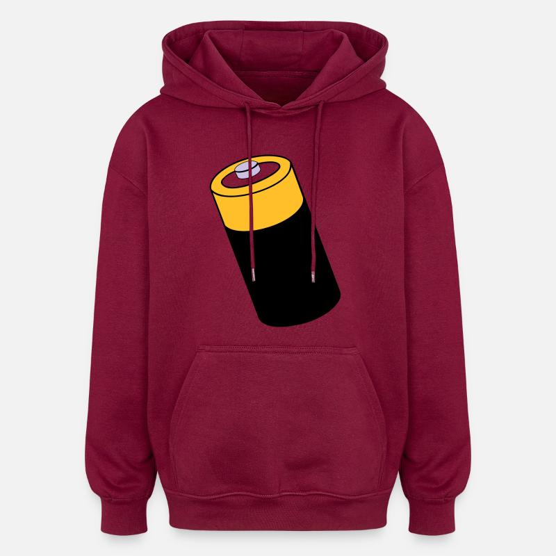 Battery - energy - under power - Oversized Unisex Hoodie - burgundy