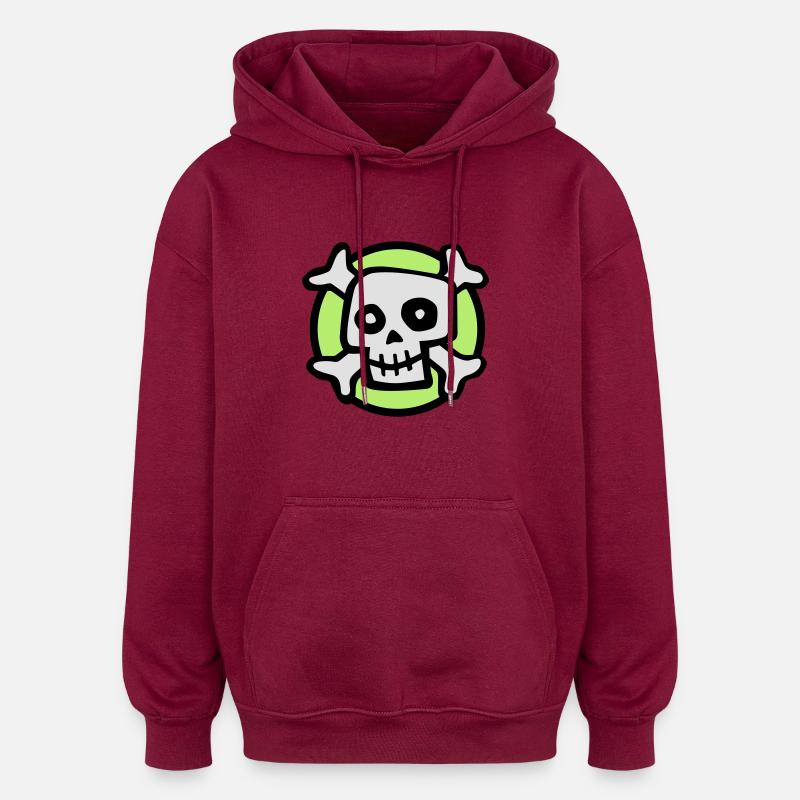 comic_skull_072011_c_3c - Oversized Unisex Hoodie - burgundy